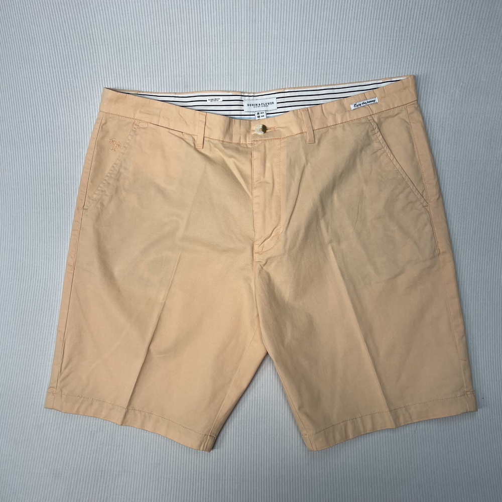 Denim & Flower Shorts Mens 38 Beige Chino Stretch Palm Tree 11 Inseam Beach